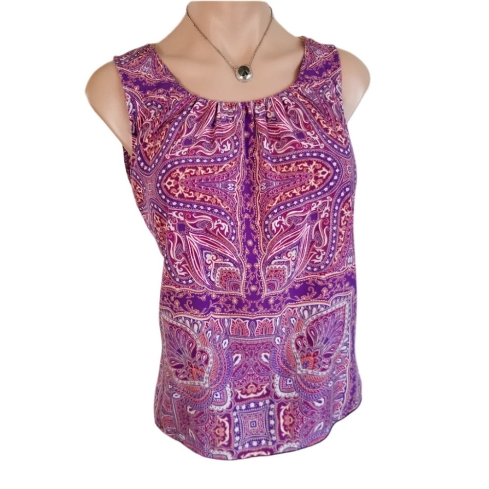 Chicos top $55 Retail, Pink satin sleeveless, sz Med/ Chicos sz 0, FINAL PRICE! - Picture 3 of 12